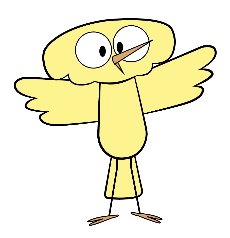 The yellow bird drawn out in Illustrator